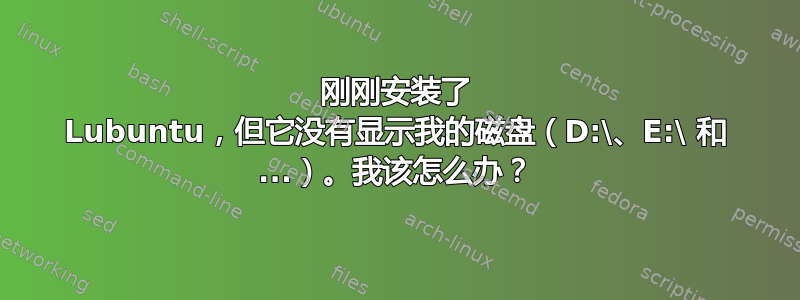 刚刚安装了 Lubuntu，但它没有显示我的磁盘（D:\、E:\ 和 ...）。我该怎么办？