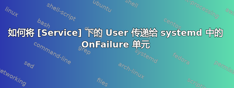 如何将 [Service] 下的 User 传递给 systemd 中的 OnFailure 单元