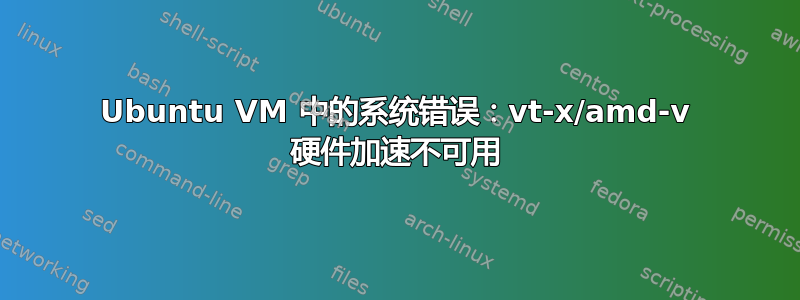 Ubuntu VM 中的系统错误：vt-x/amd-v 硬件加速不可用