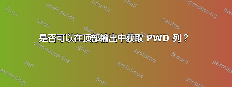 是否可以在顶部输出中获取 PWD 列？