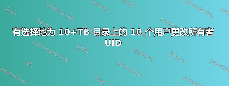 有选择地为 10+TB 目录上的 10 个用户更改所有者 UID