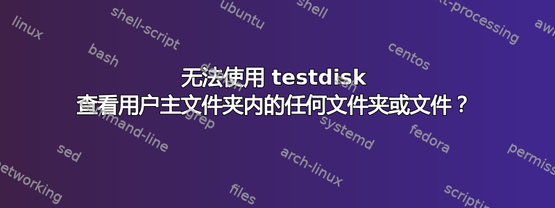 无法使用 testdisk 查看用户主文件夹内的任何文件夹或文件？