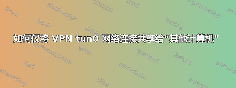 如何仅将 VPN tun0 网络连接共享给“其他计算机”