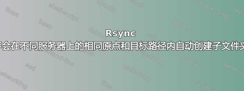 Rsync 不会在不同服务器上的相同原点和目标路径内自动创建子文件夹