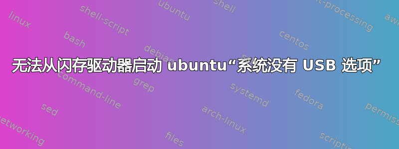 无法从闪存驱动器启动 ubuntu“系统没有 USB 选项”