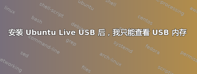 安装 Ubuntu Live USB 后，我只能查看 USB 内存