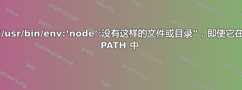 “/usr/bin/env:‘node’:没有这样的文件或目录”，即使它在 PATH 中