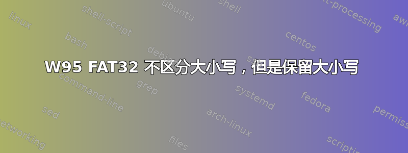 W95 FAT32 不区分大小写，但是保留大小写