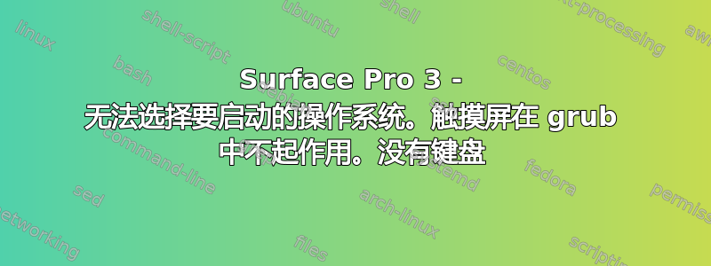 Surface Pro 3 - 无法选择要启动的操作系统。触摸屏在 grub 中不起作用。没有键盘