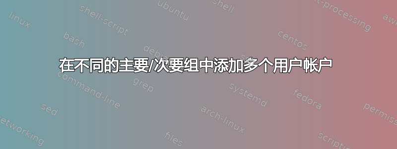 在不同的主要/次要组中添加多个用户帐户