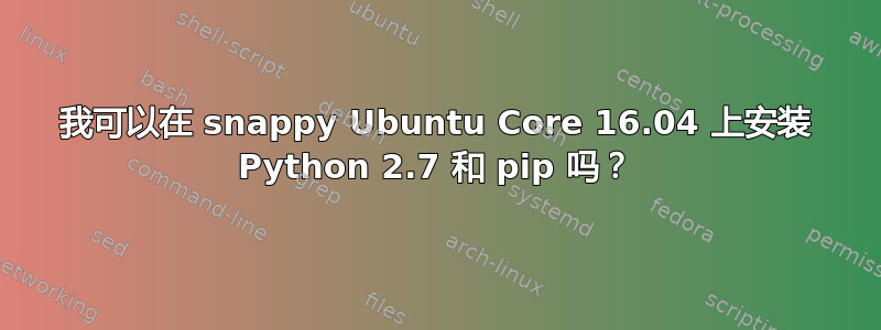 我可以在 snappy Ubuntu Core 16.04 上安装 Python 2.7 和 pip 吗？