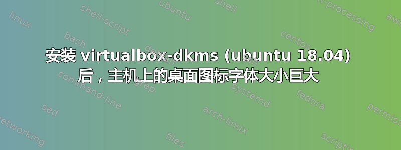 安装 virtualbox-dkms (ubuntu 18.04) 后，主机上的桌面图标字体大小巨大