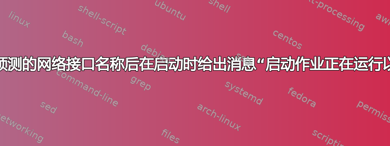 为什么我在禁用可预测的网络接口名称后在启动时给出消息“启动作业正在运行以提升网络接口”？