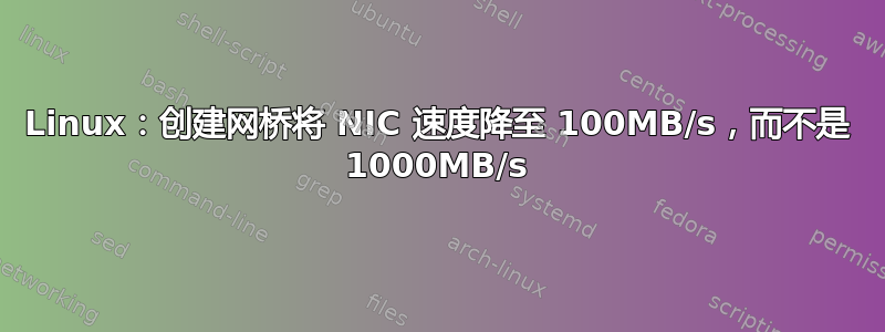 Linux：创建网桥将 NIC 速度降至 100MB/s，而不是 1000MB/s