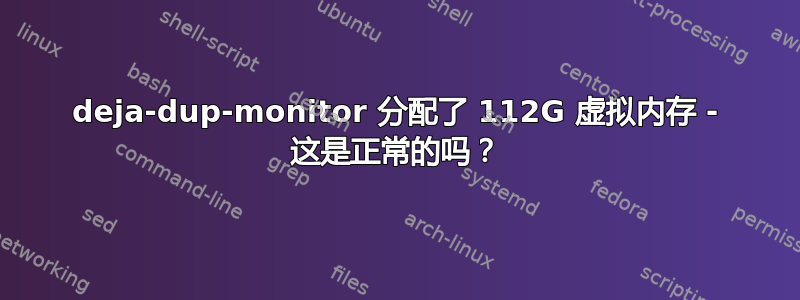 deja-dup-monitor 分配了 112G 虚拟内存 - 这是正常的吗？