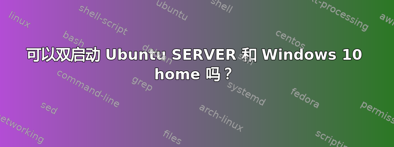 可以双启动 Ubuntu SERVER 和 Windows 10 home 吗？