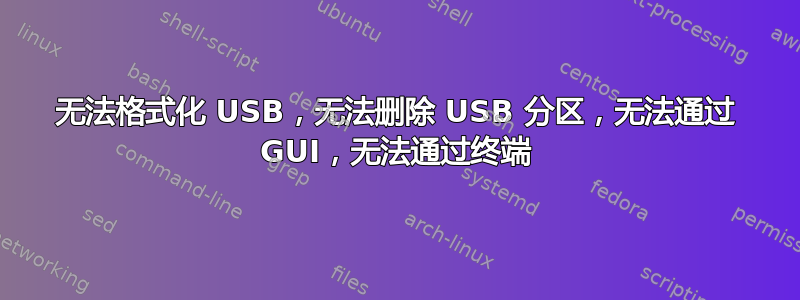 无法格式化 USB，无法删除 USB 分区，无法通过 GUI，无法通过终端