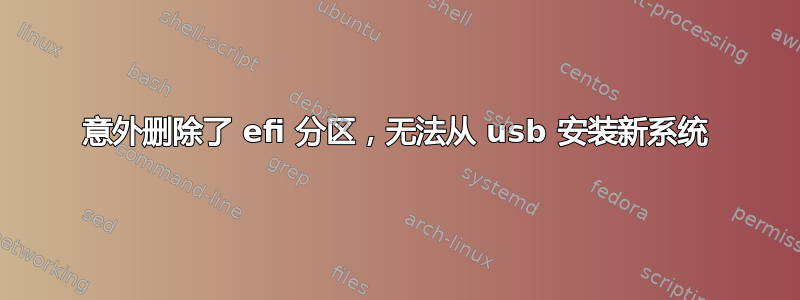 意外删除了 efi 分区，无法从 usb 安装新系统