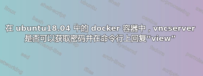 在 ubuntu18.04 中的 docker 容器中，vncserver 是否可以获取密码并在命令行上回复“view”