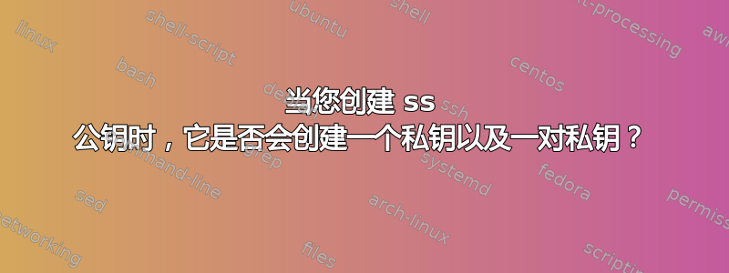 当您创建 ss 公钥时，它是否会创建一个私钥以及一对私钥？