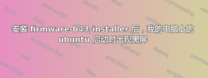 安装 firmware-b43-installer 后，我的电脑上的 ubuntu 启动时出现黑屏