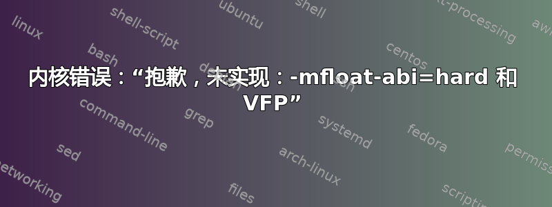 内核错误：“抱歉，未实现：-mfloat-abi=hard 和 VFP”