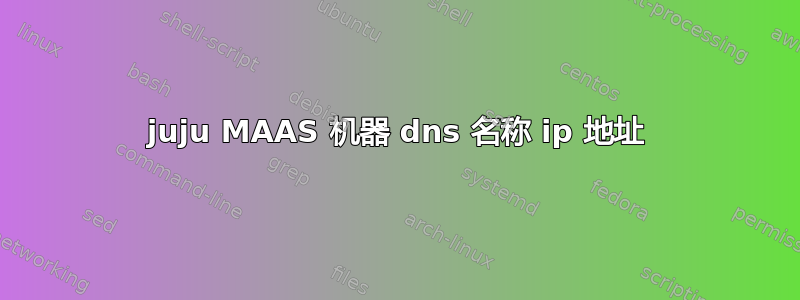 juju MAAS 机器 dns 名称 ip 地址