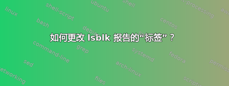 如何更改 lsblk 报告的“标签”？