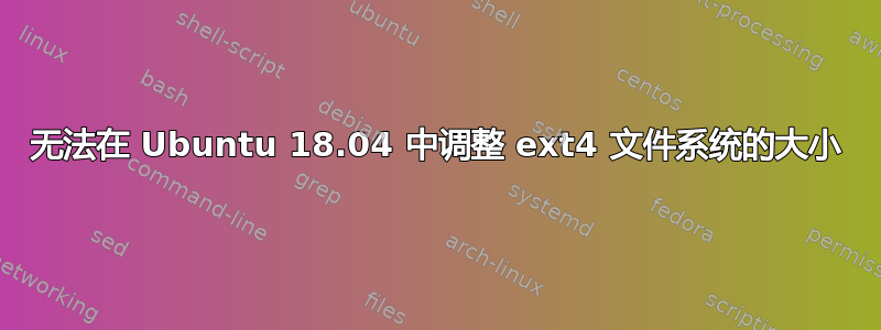 无法在 Ubuntu 18.04 中调整 ext4 文件系统的大小