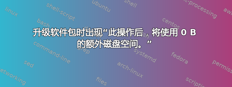 升级软件包时出现“此操作后，将使用 0 B 的额外磁盘空间。”