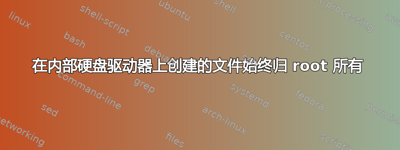 在内部硬盘驱动器上创建的文件始终归 root 所有