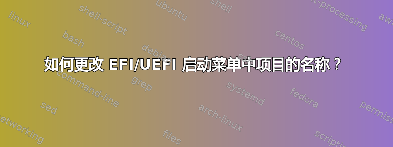 如何更改 EFI/UEFI 启动菜单中项目的名称？