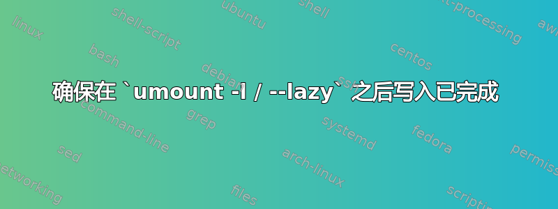 确保在 `umount -l / --lazy` 之后写入已完成