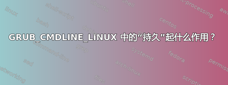 GRUB_CMDLINE_LINUX 中的“持久”起什么作用？