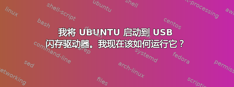 我将 UBUNTU 启动到 USB 闪存驱动器。我现在该如何运行它？