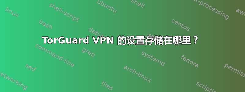 TorGuard VPN 的设置存储在哪里？