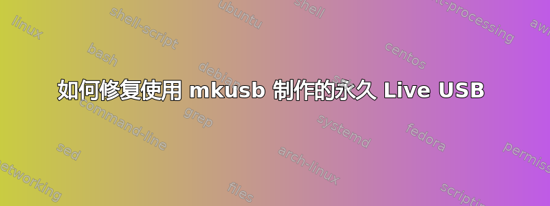 如何修复使用 mkusb 制作的永久 Live USB