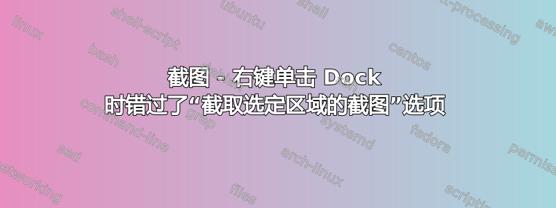 截图 - 右键单击​​ Dock 时错过了“截取选定区域的截图”选项