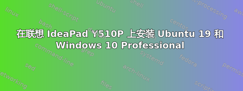 在联想 IdeaPad Y510P 上安装 Ubuntu 19 和 Windows 10 Professional