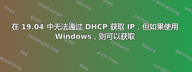 在 19.04 中无法通过 DHCP 获取 IP，但如果使用 Windows，则可以获取