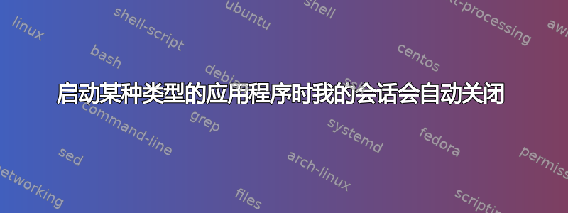 启动某种类型的应用程序时我的会话会自动关闭