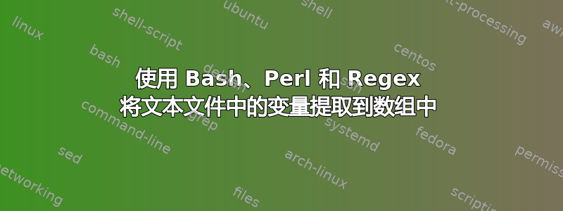 使用 Bash、Perl 和 Regex 将文本文件中的变量提取到数组中