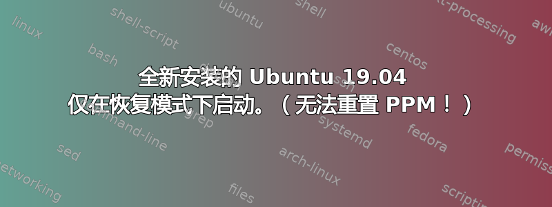 全新安装的 Ubuntu 19.04 仅在恢复模式下启动。（无法重置 PPM！）