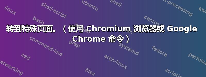 转到特殊页面。（使用 Chromium 浏览器或 Google Chrome 命令）