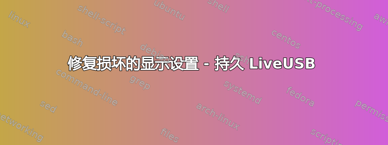 修复损坏的显示设置 - 持久 LiveUSB