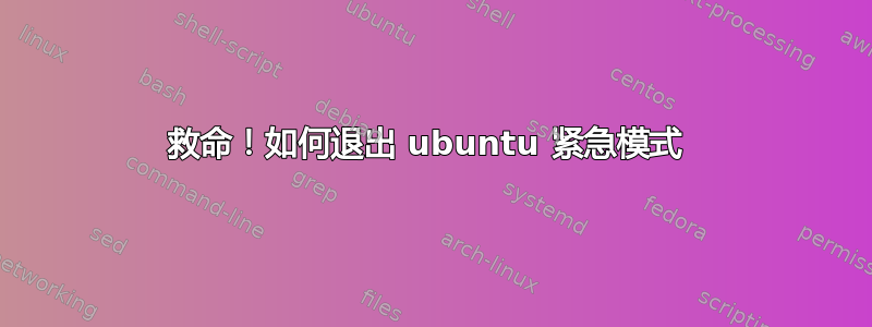 救命！如何退出 ubuntu 紧急模式 