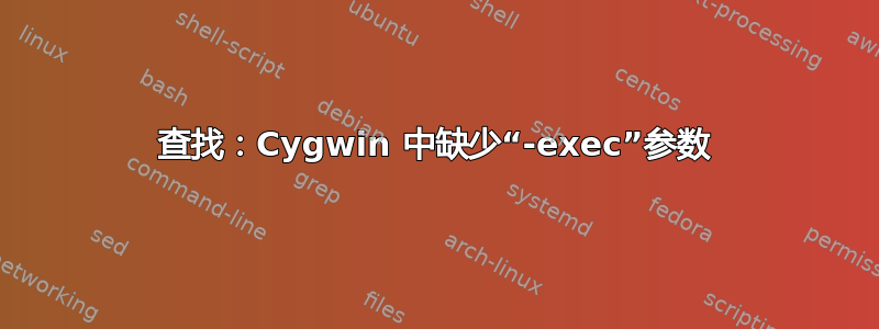 查找：Cygwin 中缺少“-exec”参数