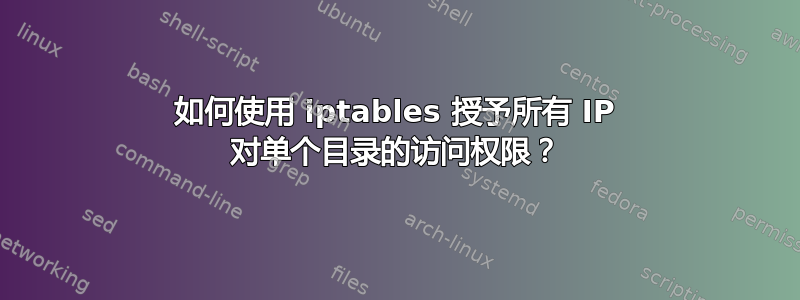 如何使用 iptables 授予所有 IP 对单个目录的访问权限？