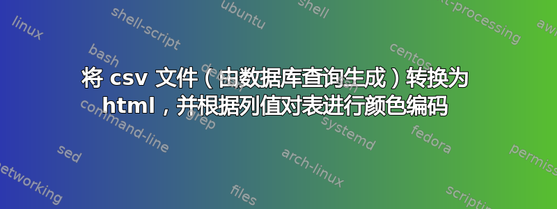 将 csv 文件（由数据库查询生成）转换为 html，并根据列值对表进行颜色编码