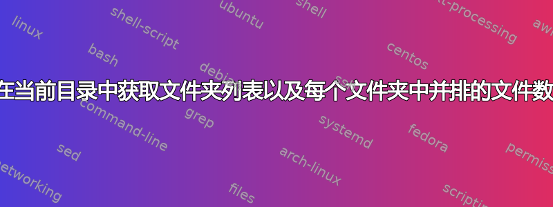 如何在当前目录中获取文件夹列表以及每个文件夹中并排的文件数量？